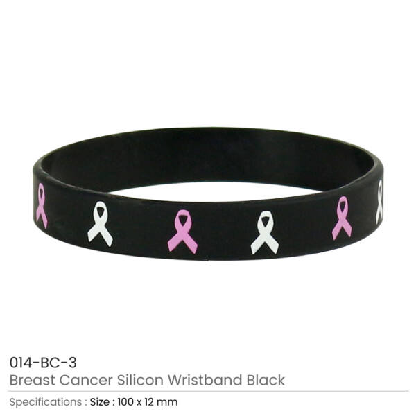 Breast Cancer Silicon Wristband Black Color