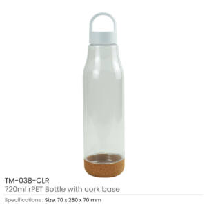 rPET Bottles with Cork Base Clear Transparent