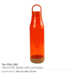 rPET Bottles with Cork Base Orange