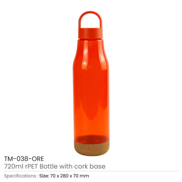 rPET Bottles with Cork Base Orange