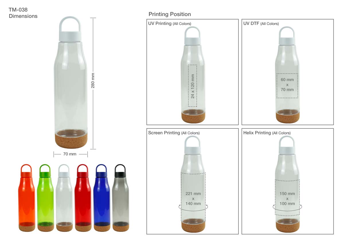 rPET Bottles with Cork Base Printing Details