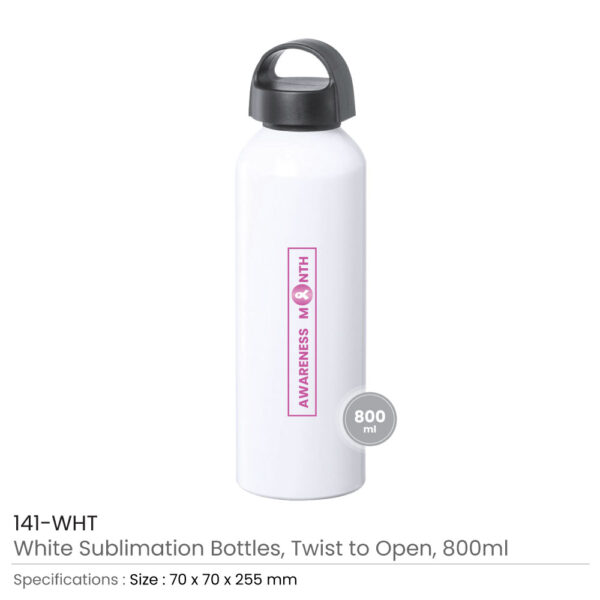 White Bottles with Breast Cancer Awareness Logo