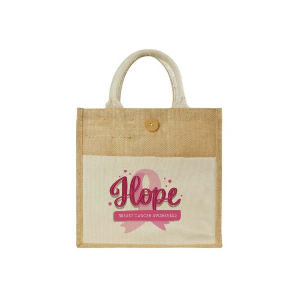 Eco-Friendly Jute Bags with Breast Cancer Awareness Logo