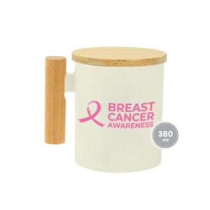 White Mugs with Breast Cancer Awareness