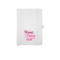 White Notebook with Breast Cancer Awareness Logo