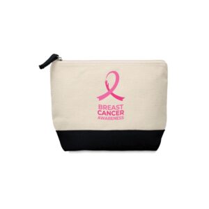 Carry Your Support in Style: Our cotton canvas zipper pouch, emblazoned with the Breast Cancer Awareness logo, combines practicality with a powerful message. Made from high-quality cotton canvas, this pouch is designed to be both durable and versatile, perfect for organizing your essentials while showing your commitment to breast cancer awareness. The pouch features a sturdy zipper closure to keep your items secure, and its spacious interior is ideal for holding cosmetics, stationery, or small personal items. The iconic pink ribbon logo stands out, representing your support for a crucial cause and spreading awareness wherever you go. Key Features: Material: Made from durable, high-quality cotton canvas for long-lasting use. Logo: Embellished with the Breast Cancer Awareness pink ribbon, making a meaningful statement. Design: Includes a secure zipper closure and a roomy interior to keep your essentials organized. Eco-Friendly: A sustainable choice, reducing the need for single-use plastic pouches. Versatile: Perfect for cosmetics, stationery, or small accessories. Ideal for personal use, gifts, or promotional events, this cotton canvas zipper pouch offers both functionality and a strong message of support. Carry your essentials and show your commitment to breast cancer awareness with every use.