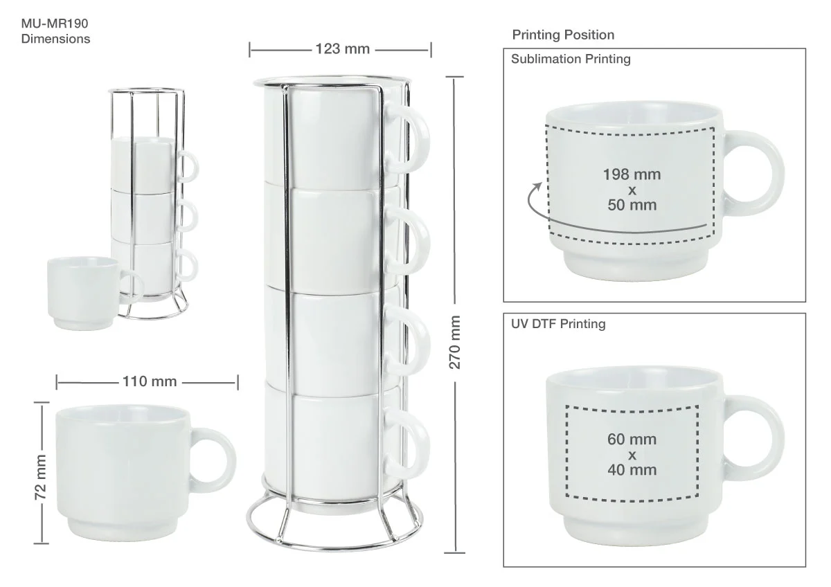 Ceramic Coffee Cups Set Printing Details