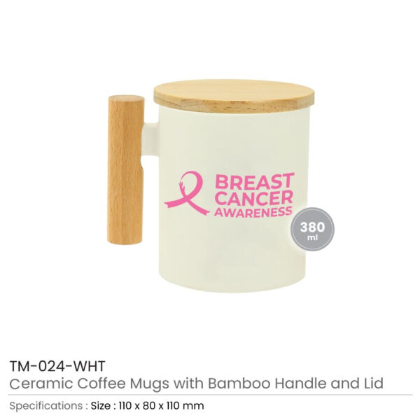 White Mugs with Breast Cancer Awareness