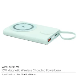 Magnetic Wireless Charging Powerbank White