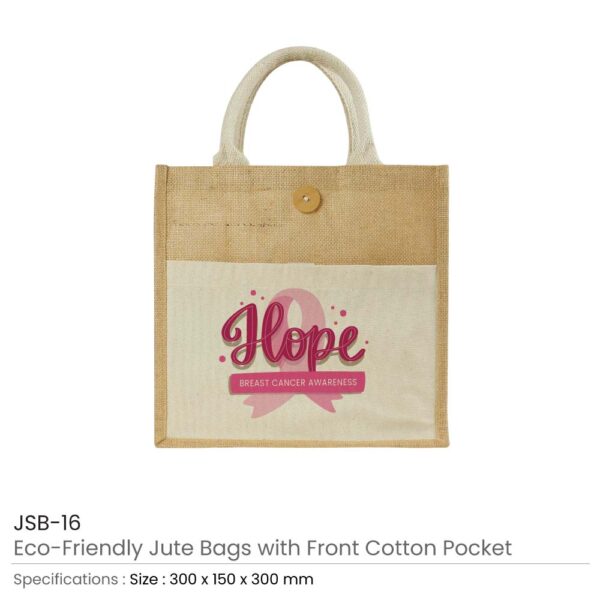 Eco-Friendly Jute Bags with Breast Cancer Awareness Logo