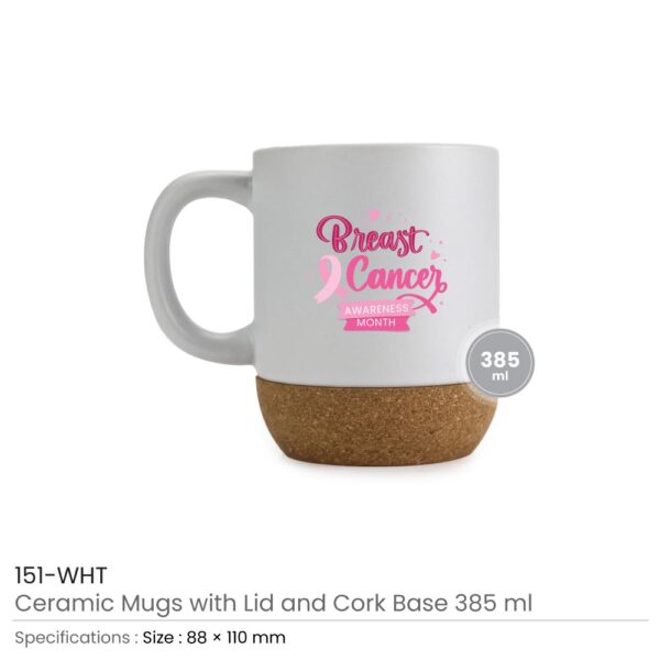 White Mugs with Breast Cancer Awareness