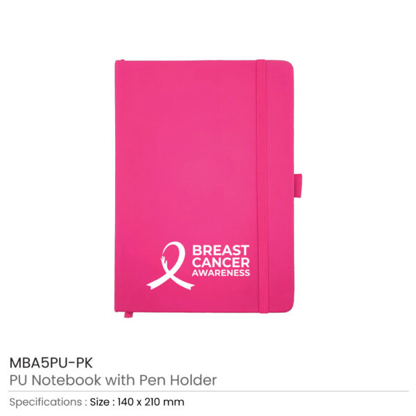 Pink Notebook with Breast Cancer Awareness Logo