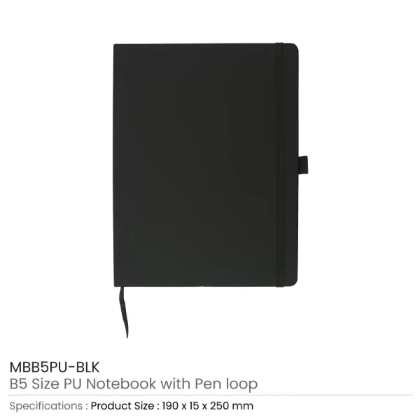 PU Notebooks B5 Size Black Color