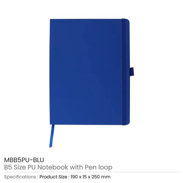 PU Notebooks B5 Size Blue Color