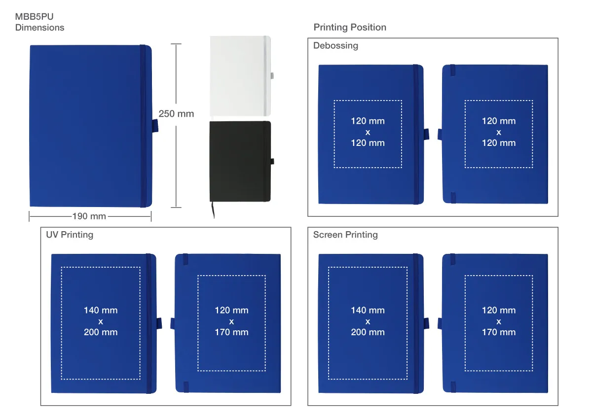 PU Notebooks B5 Size Printing Details