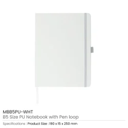 PU Notebooks B5 Size White Color