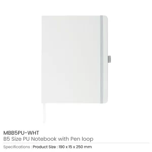 PU Notebooks B5 Size White Color