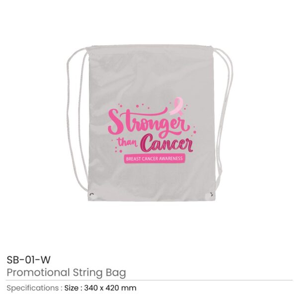 String Bags with Breast Cancer Awareness Logo