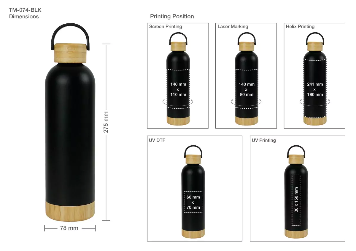 Double Wall SS Bottle Printing Details