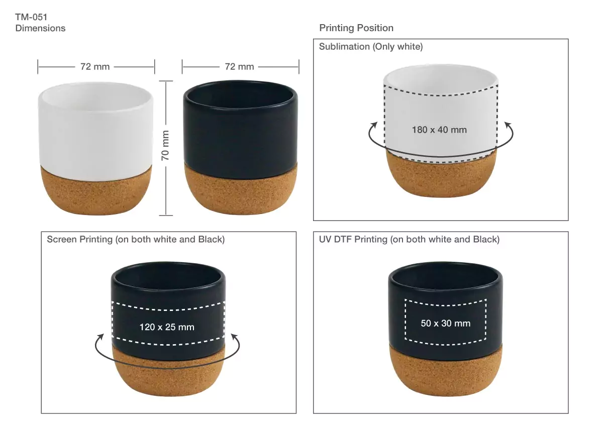 Ceramic Cup with Cork Base Printing Details