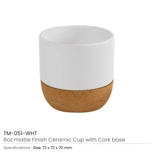 Ceramic Cup with Cork Base White Color