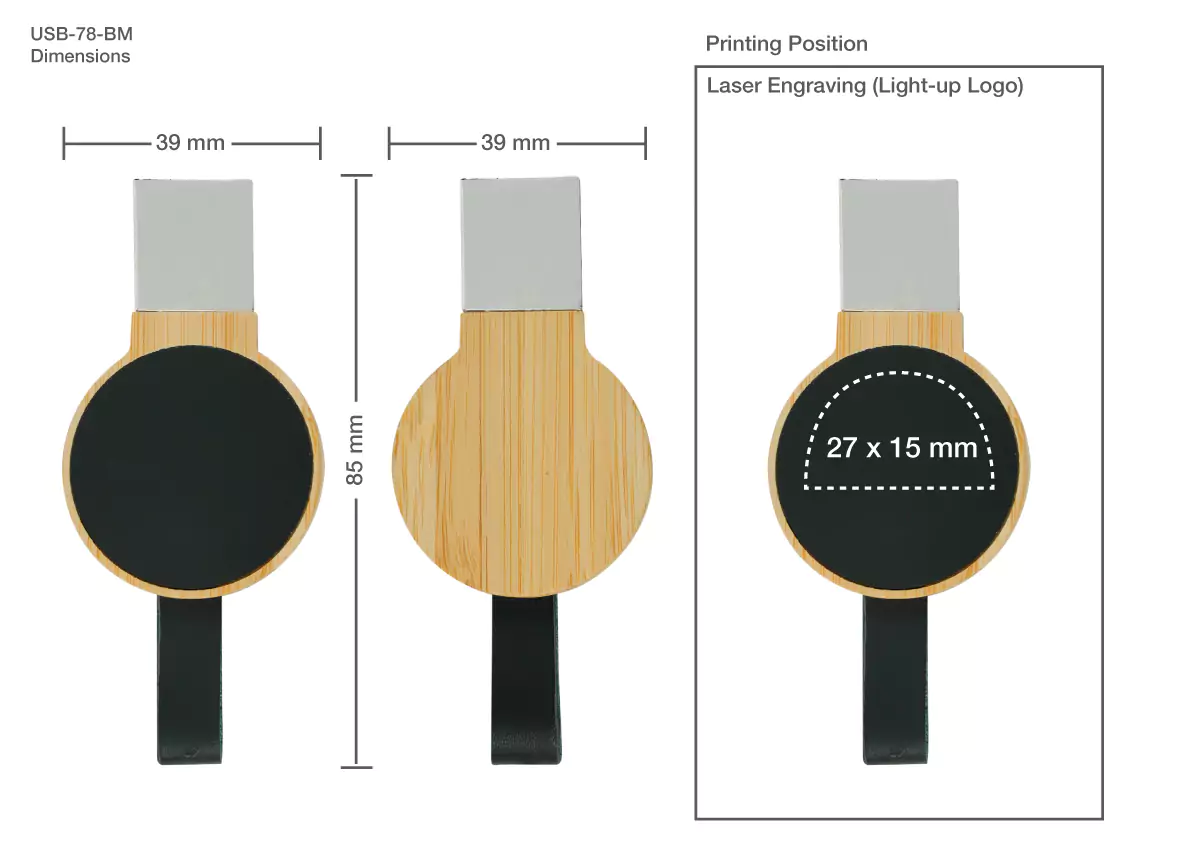 Round LED Logo USB Printing Details