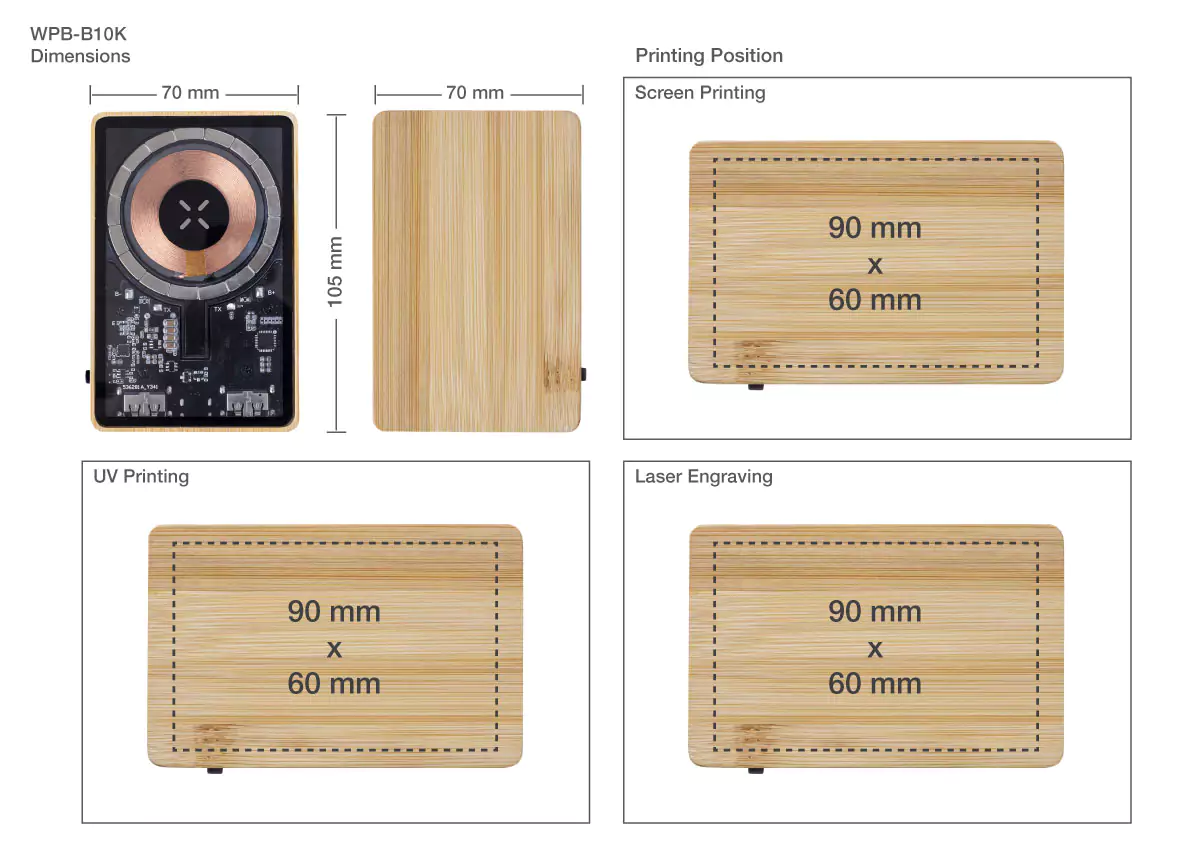 Magnetic Wireless Powerbank Printing Details