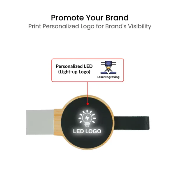 Round LED Logo USB Branding Area