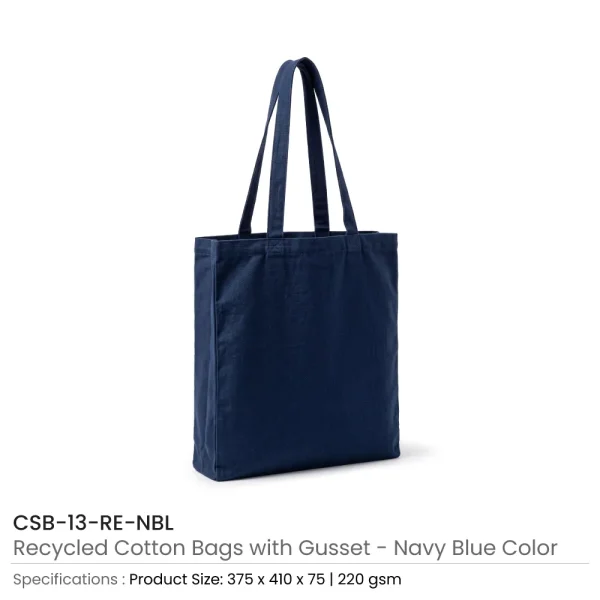 Recycled Cotton Tote Bags Navy Blue