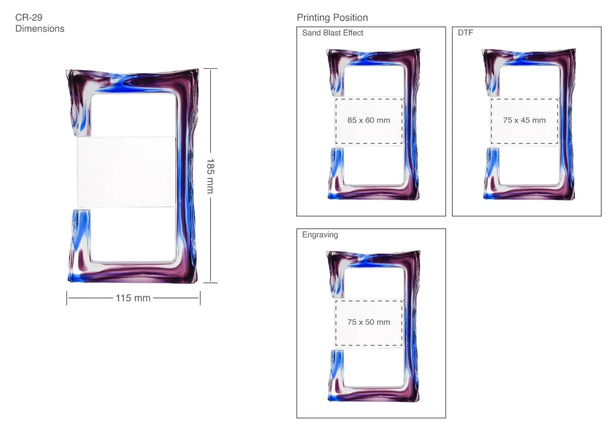 Amethyst Color Crystal Awards Printing Details