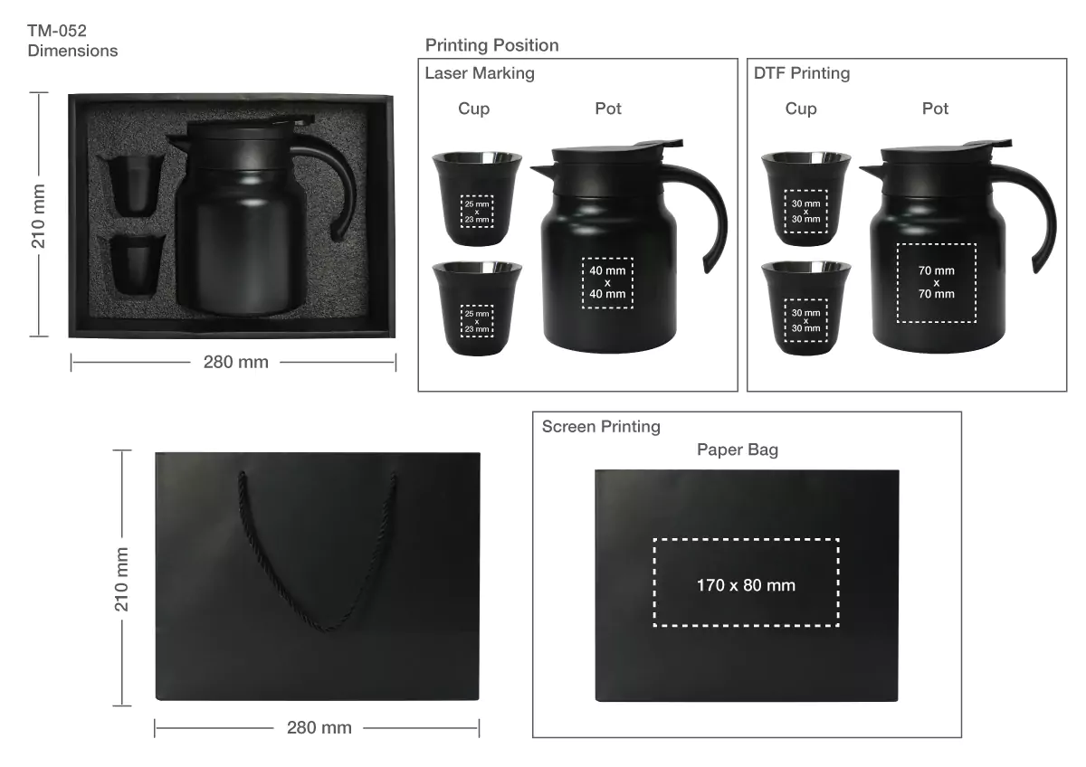 Arabic Tea & Coffee Pot Printing Area Details