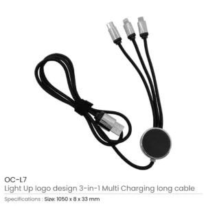 3-in-1 Multi-Charging long cable 105cm with Light Up Logo - Image 5