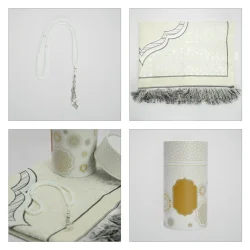 Prayer Mat with Tasbih Beige View