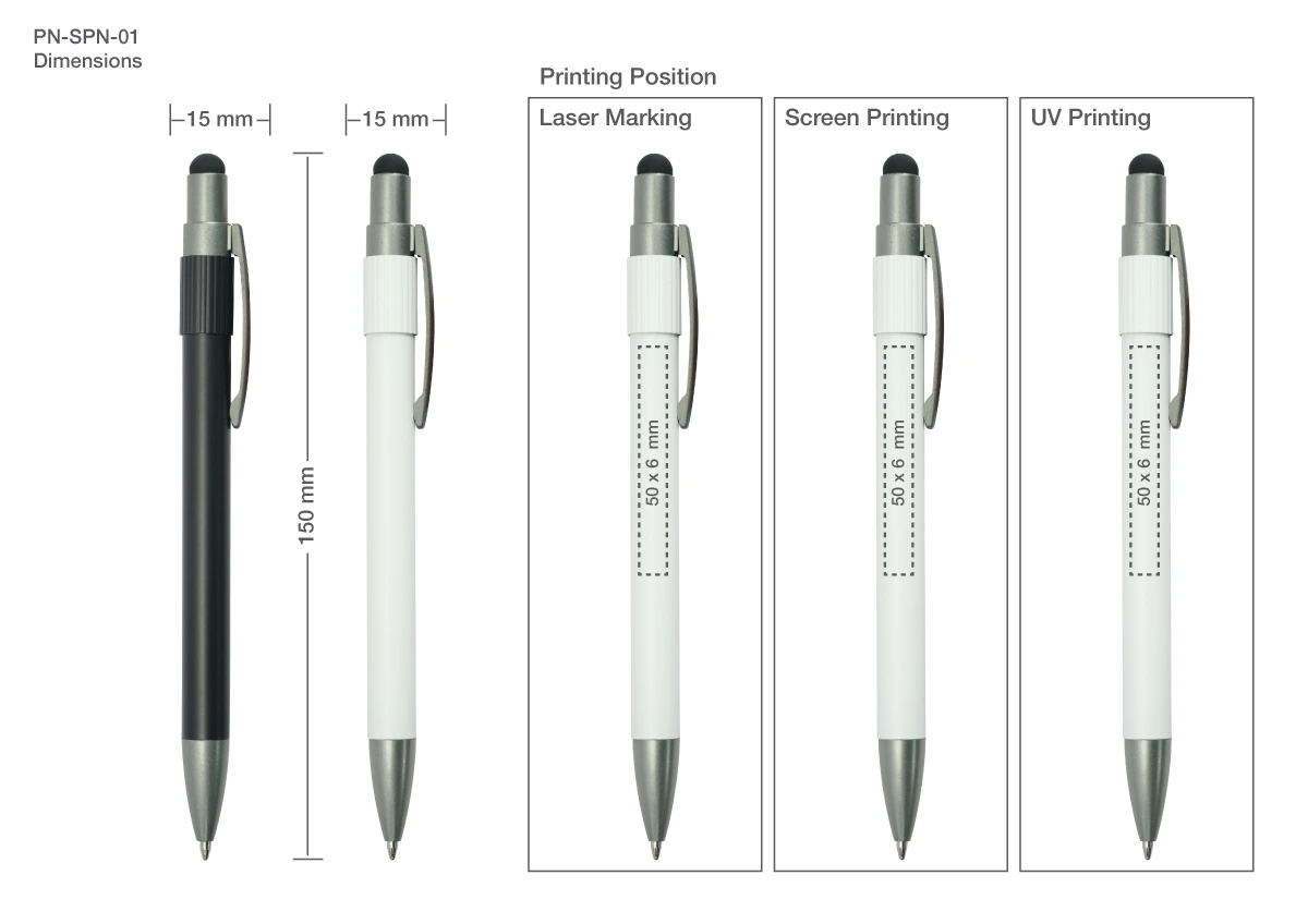 Stylus Pens with Spinner Printing Details