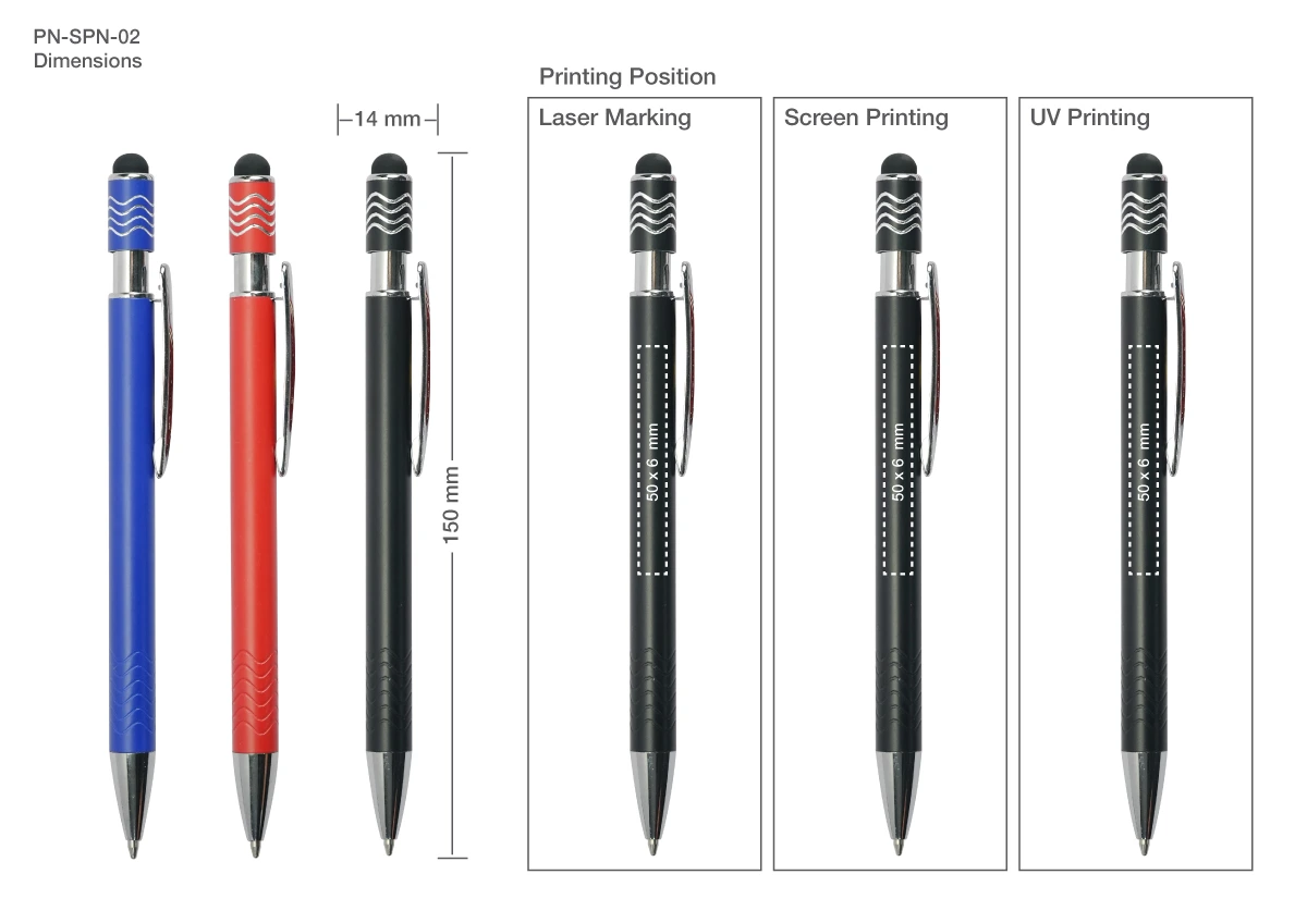 Stylus Pens with Spinner Printing Details