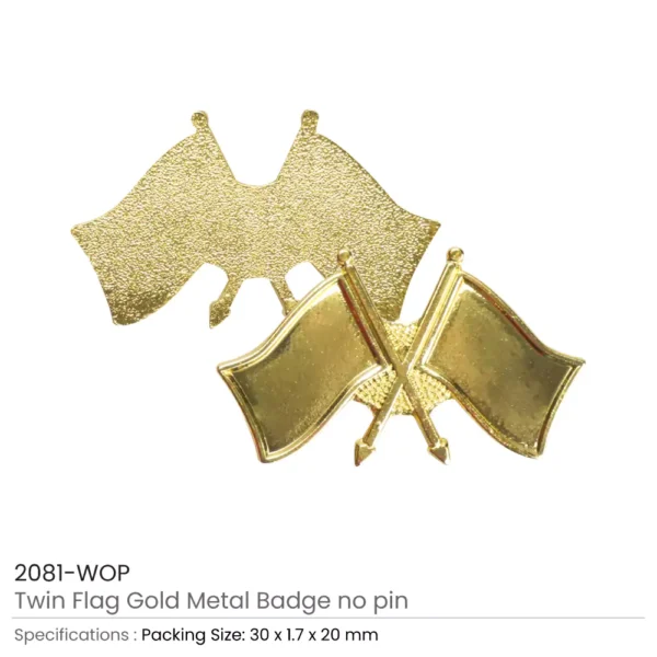 Twin Flag Metal Badges Details