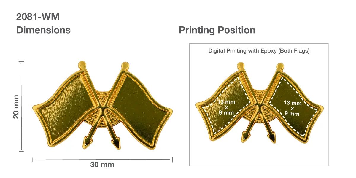 Twin Flag Metal Badge Printing Details
