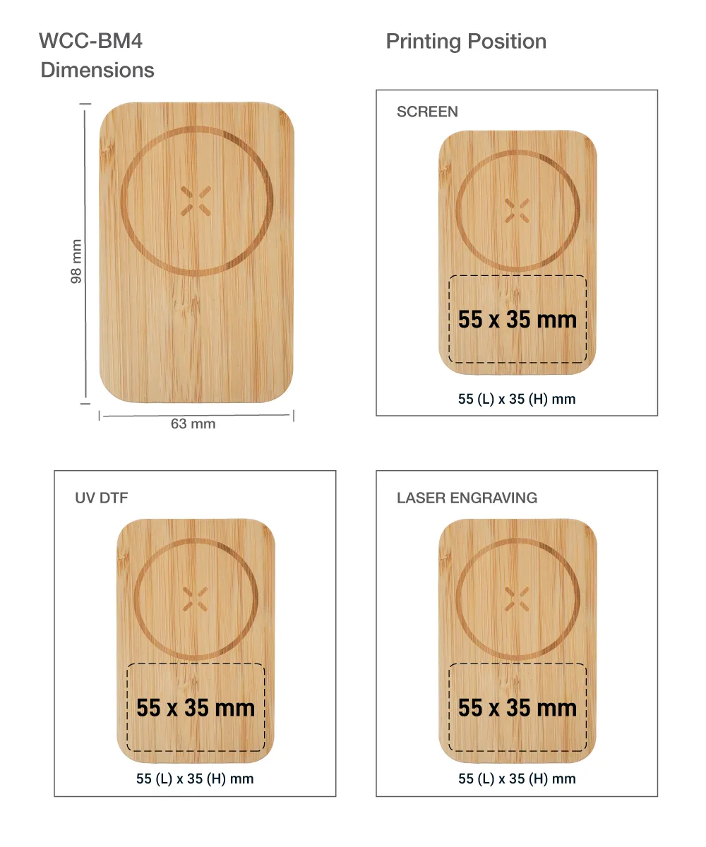 Bamboo Wireless Car Charger Printing Details