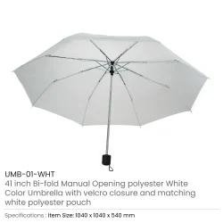 Bi-Fold Umbrella in White Details