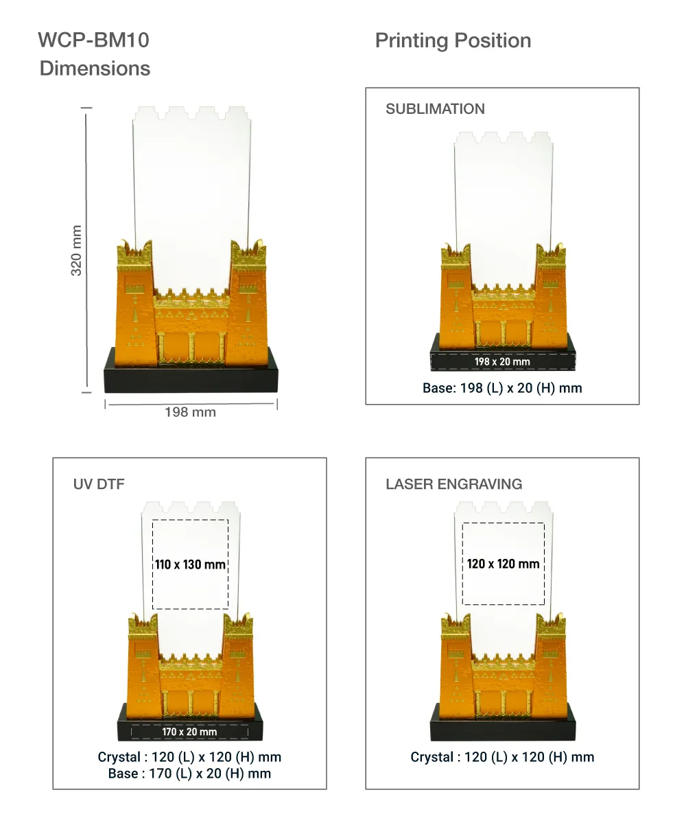 Castle Design Crystal Award Printing Details