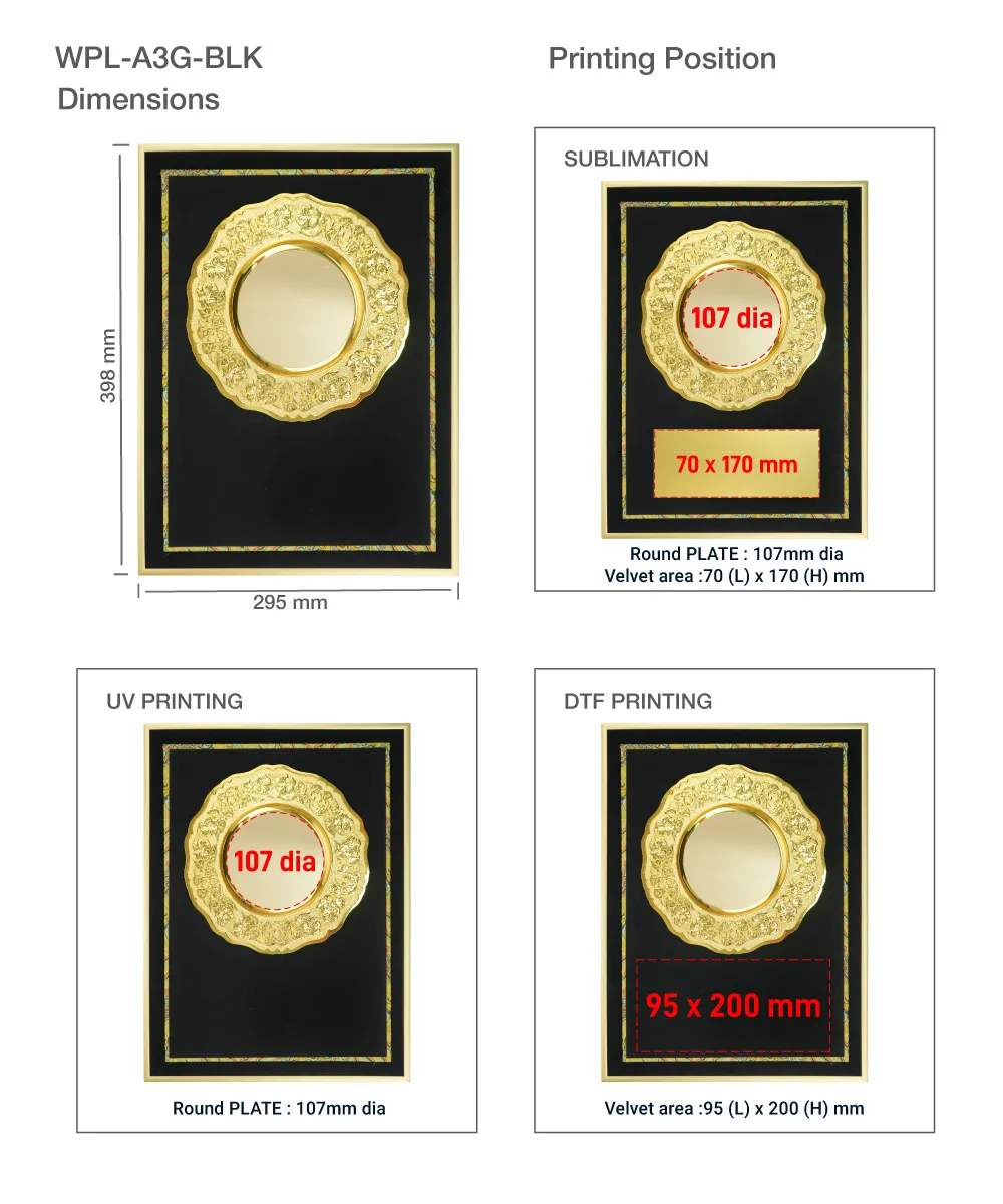 A3 Aluminum Award Plaque Printing Details