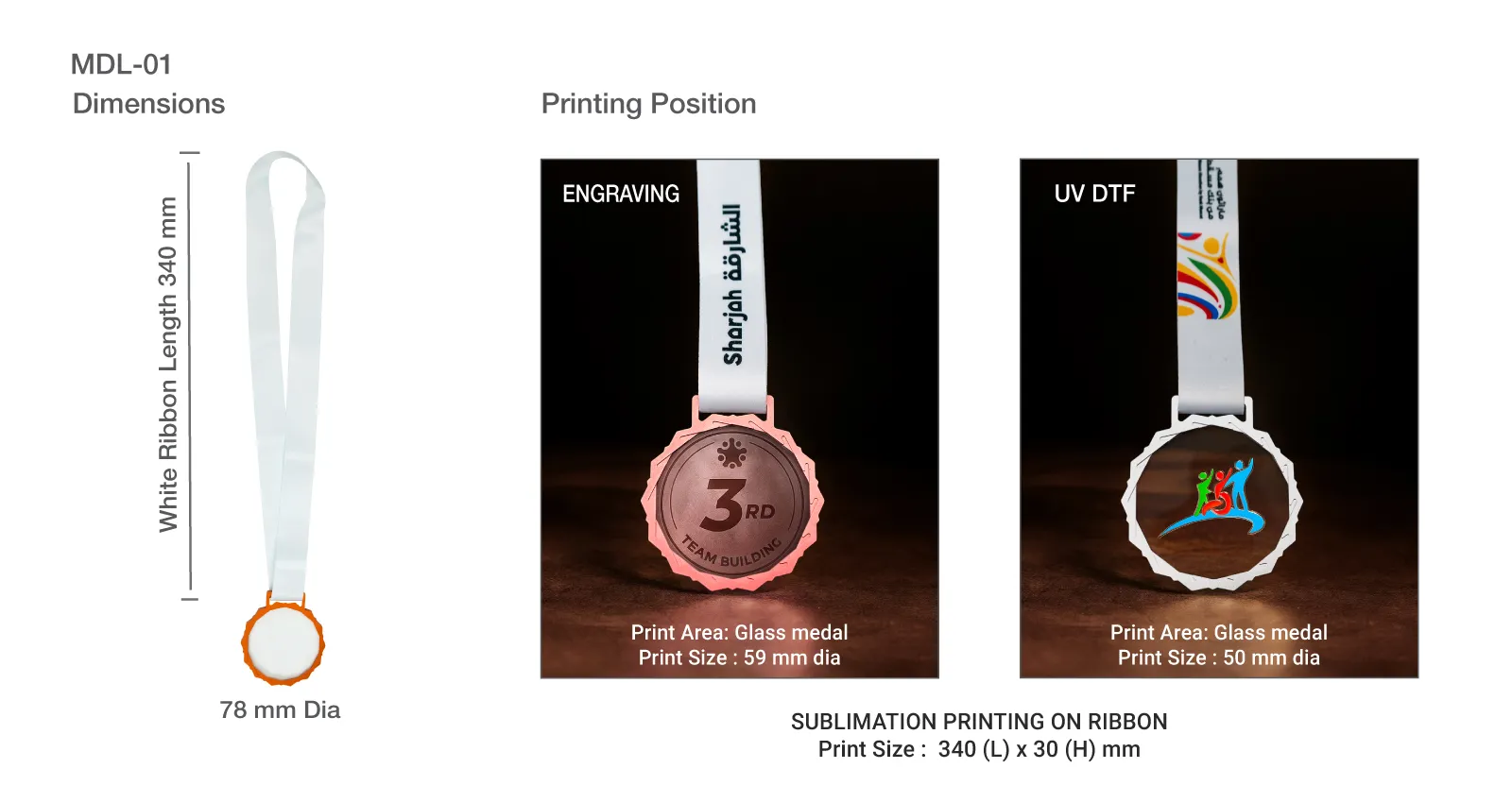 Glass Medals Printing Details