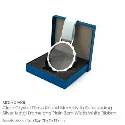 Glass Medals with Silver Frame
