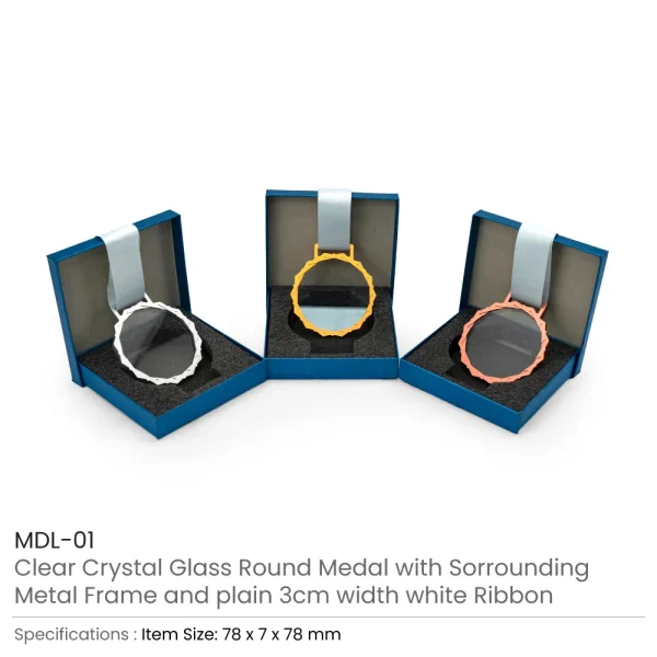 Glass Medals with Metal Frame