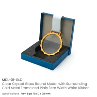 Glass Medals with Gold Frame