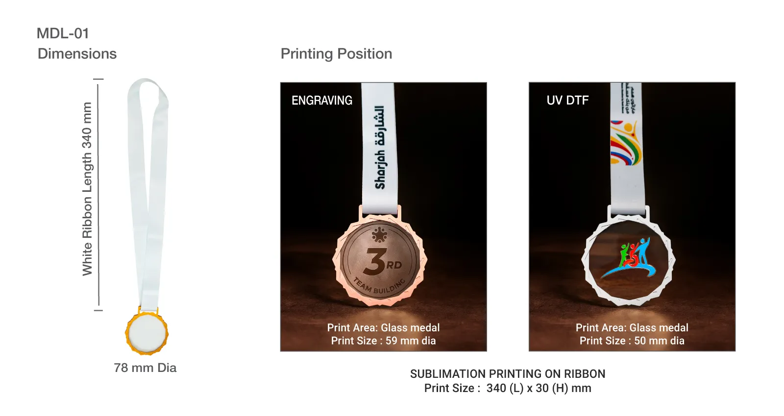 Glass Medals Printing Details