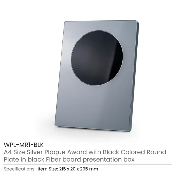 A4 Aluminum Award Plaque with Black Round Plate