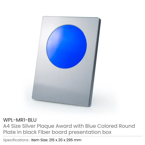 A4 Aluminum Award Plaque with Blue Round Plate