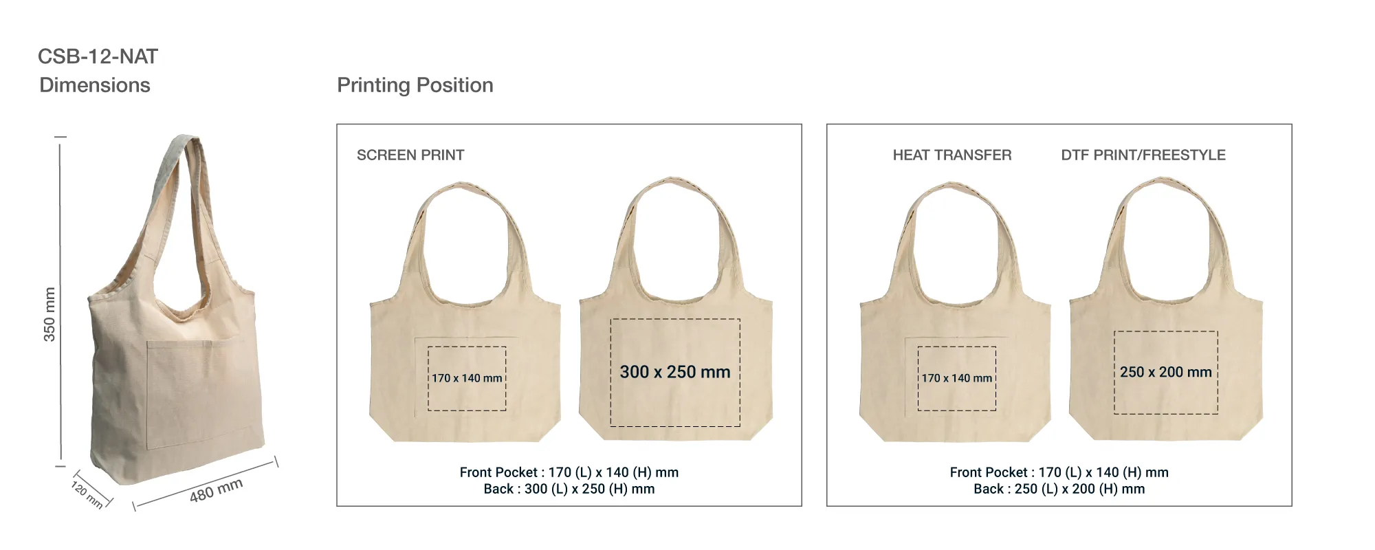 Cotton Hobo Bag Printing Details