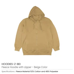 Fleece Hoodie with Zipper Beige